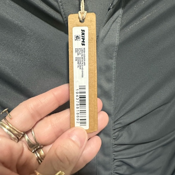 SKIMS Gunmetal Mesh Swim Cover Up Dress with hook closure size XXS NWT - Picture 3 of 5